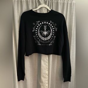 Blackcraft Cult Occult Moth Cropped Sweatshirt